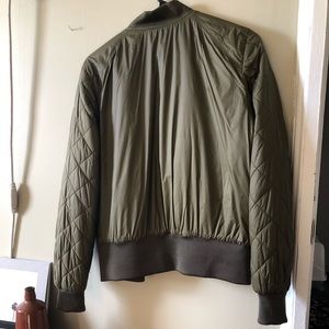 Army green nylon Bomber Jacket